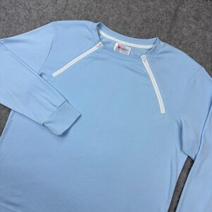 ComfyChemo Adaptive Shirt Womens Large Light Blue Dual Zipper Port Access Top
